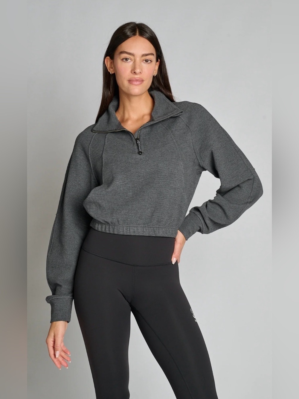 Lululemon Scuba Cropped Funnel Neck Half Zip Waffle